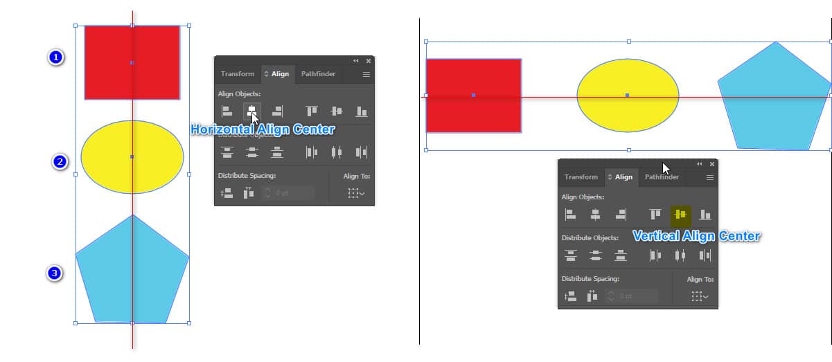 Horizontal and vertical alignment tool in Illustrator