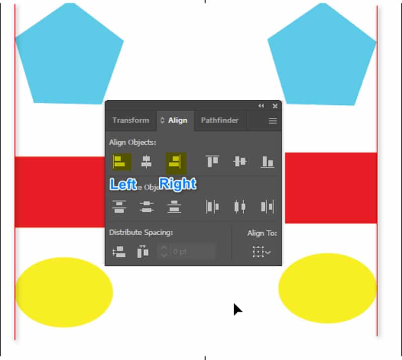 Left and right alignment tool in Illustrator