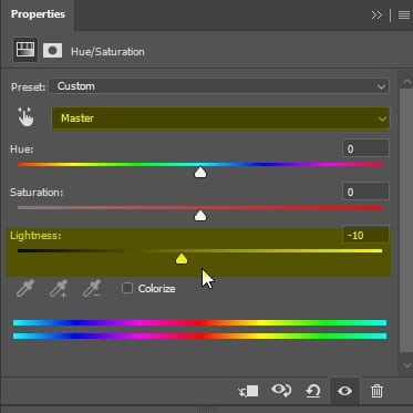 Color adjustment tool panel in photoshop