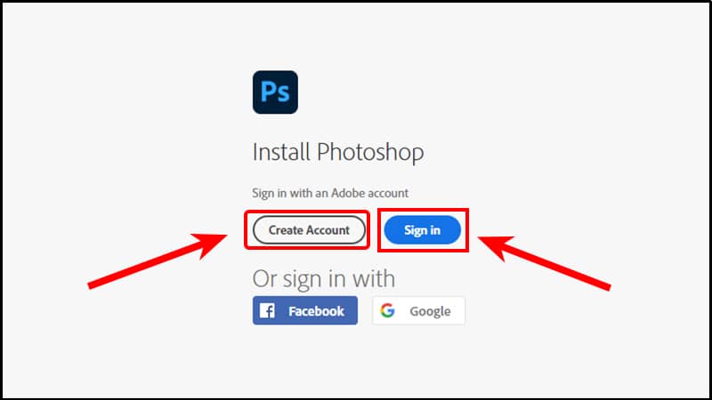 Đăng ký tài khoản tải photoshop