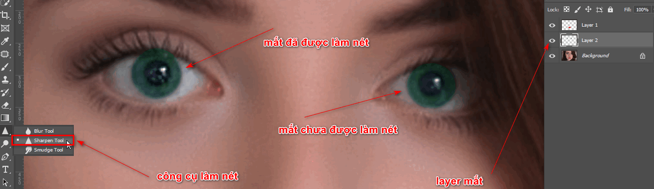 Change eye color and sharpen