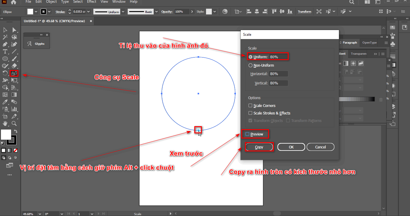 Step 2 create small circles