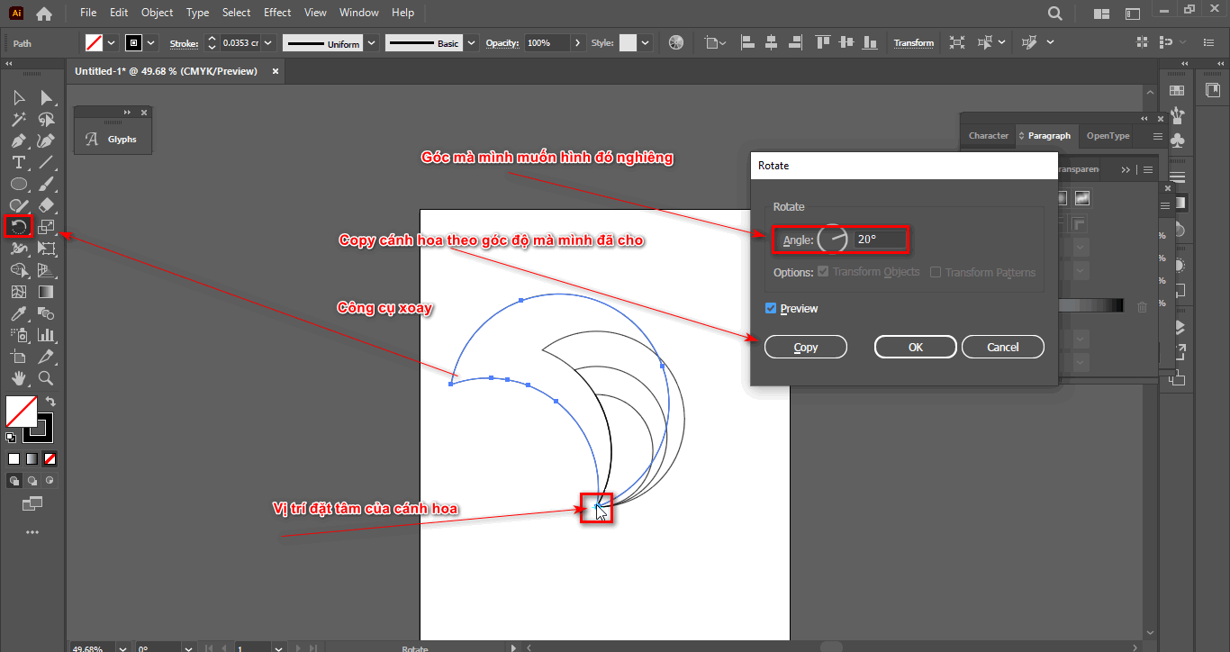 Step 4 create the parts of each petal