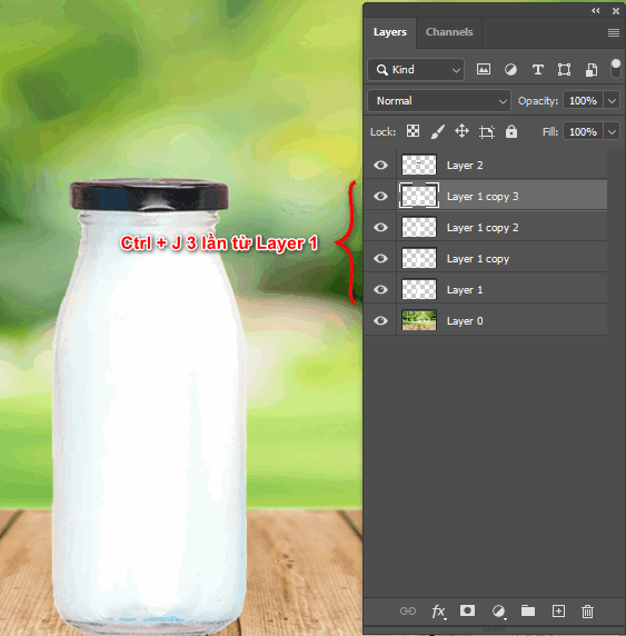 cách lấy chai ly thủy tinh trong suốt trong Photoshop