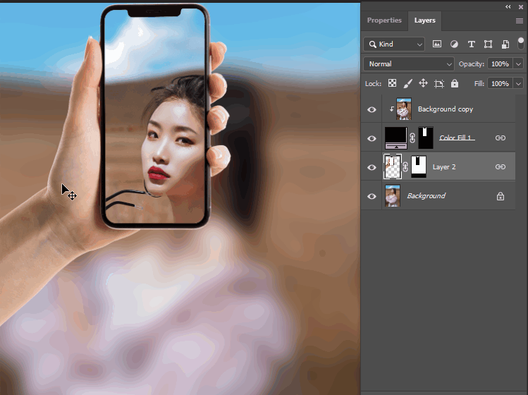 How to create a see-through phone screen in photoshop