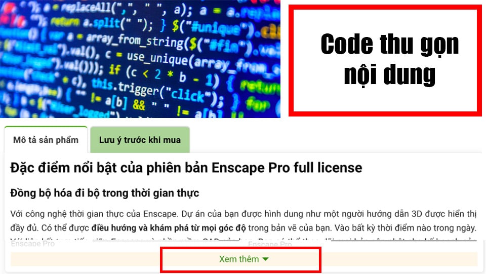 Code thu gọn nội dung hiển thị