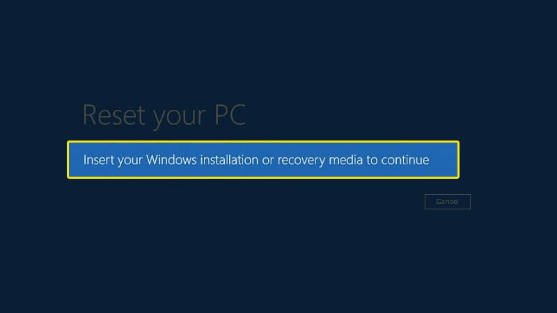 Insert the recovery drive or install Windows 