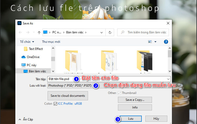 How to save files using the (Save as) function in Photoshop