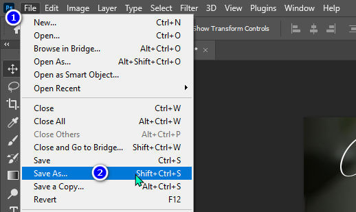 How to save files using the (Save as) function in Photoshop