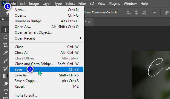 How to save files using the (Save) function in Photoshop