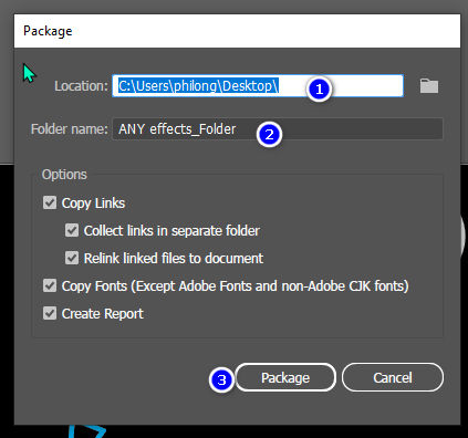 How to package files on Illustrator