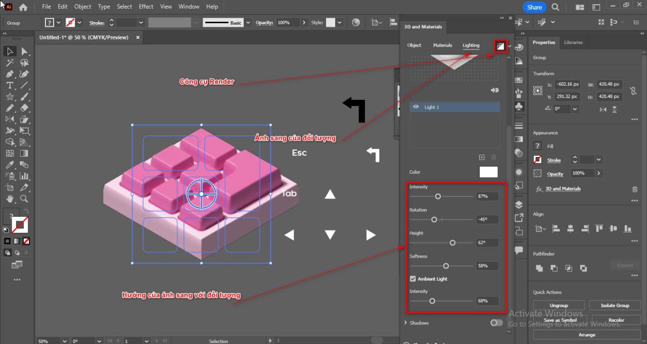 Cách tạo bàn phim 3D trong illustrator