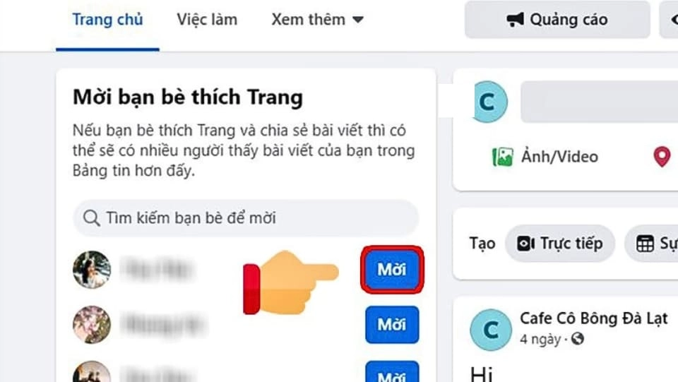 Mời bạn bè thích trang Fanpage là cần thiết