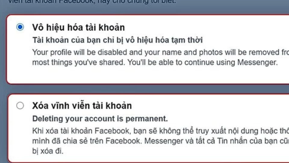 Choose how to temporarily disable your Facebook account so you won't be bothered.