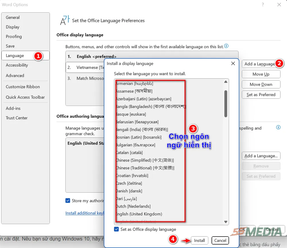 How to install Vietnamese for Microsoft Office 365, 2021, 2019, 2016, 2013